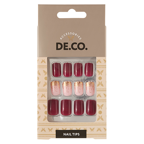 

Набор накладных ногтей DE.CO. OMBRE berry gold 24 шт + клеевые стикеры 24 шт