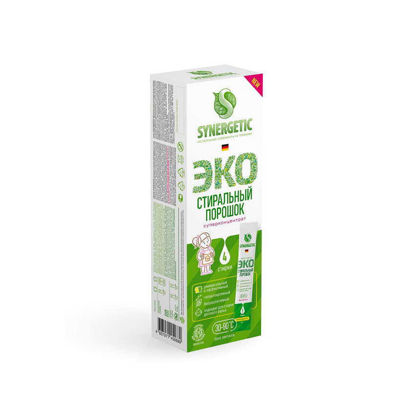 

Порошок стиральный SYNERGETIC 4 стика