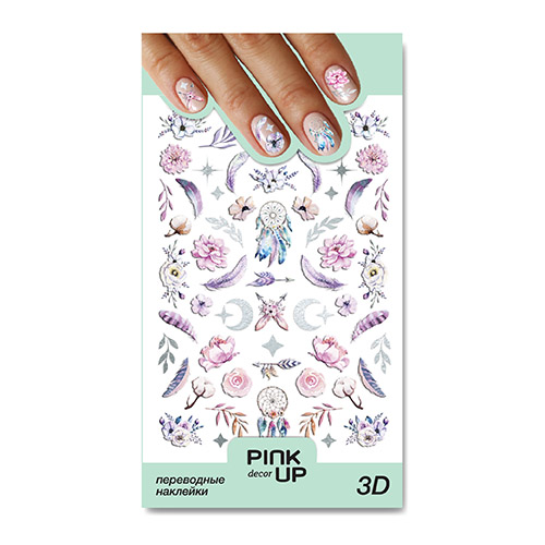 

Наклейки для ногтей PINK UP DECOR 3D переводные тон 857