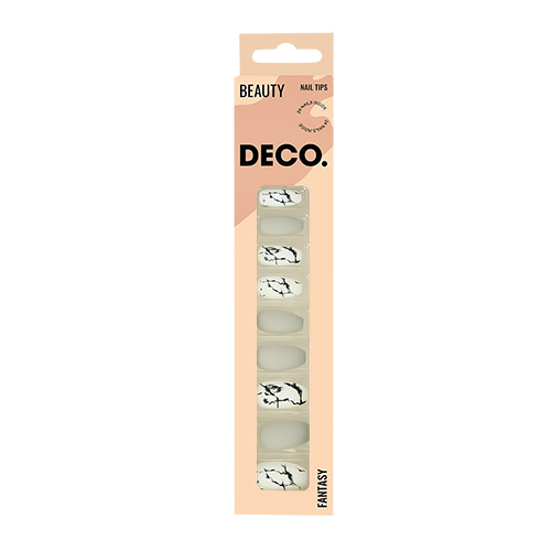 Набор накладных ногтей с клеевыми стикерами DECO. FANTASY grey marble 24 шт + клеевые стикеры 24 шт