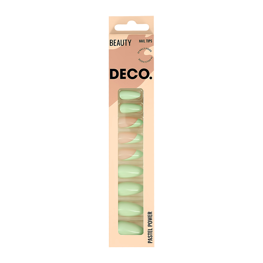 

Набор накладных ногтей DECO. PASTEL POWER green french 24 шт + клеевые стикеры 24 шт