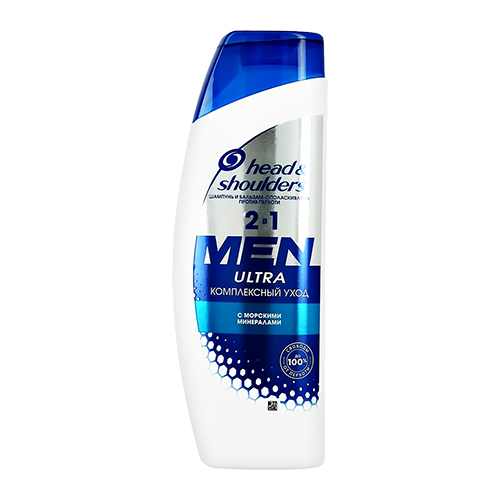 Шампунь и бальзам-ополаскиватель для волос HEAD & SHOULDERS MEN ULTRA КОМПЛЕКСНЫЙ УХОД 2 в 1 с морскими минералами против перхоти 300 мл