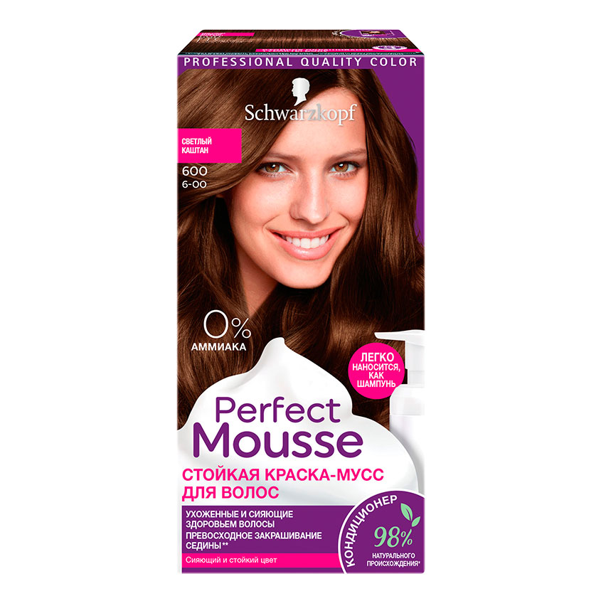 Краска-мусс для волос PERFECT MOUSSE тон 600 светлый каштан 35 мл