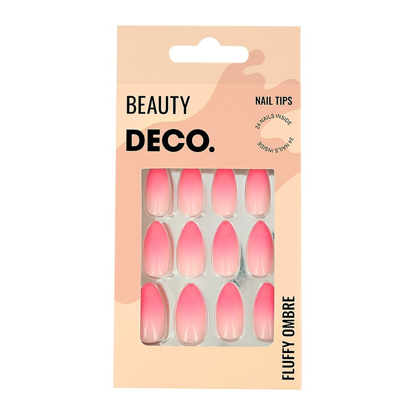 Набор накладных ногтей с клеевыми стикерами `DECO.` FLUFFY OMBRE pinky (24 шт + клеевые стикеры 24 шт)