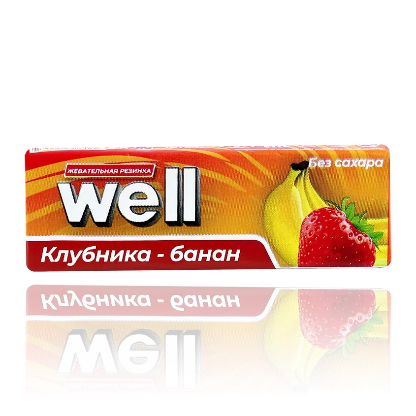 Жевательная резинка WELL Клубника и банан 12,65 г