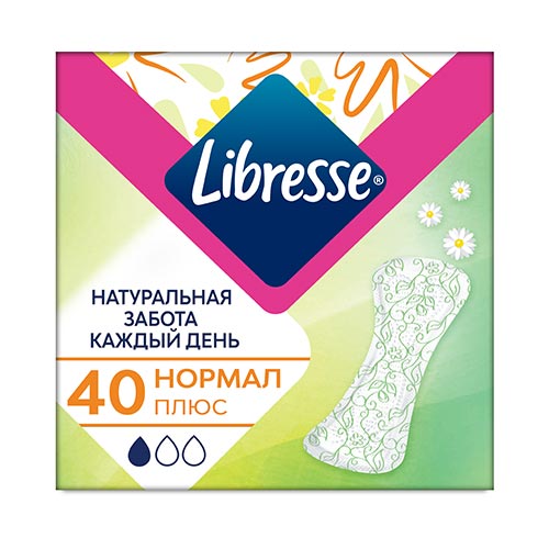 

Прокладки ежедневные LIBRESSE НАТУРАЛЬНАЯ ЗАБОТА Нормал плюс 40 шт