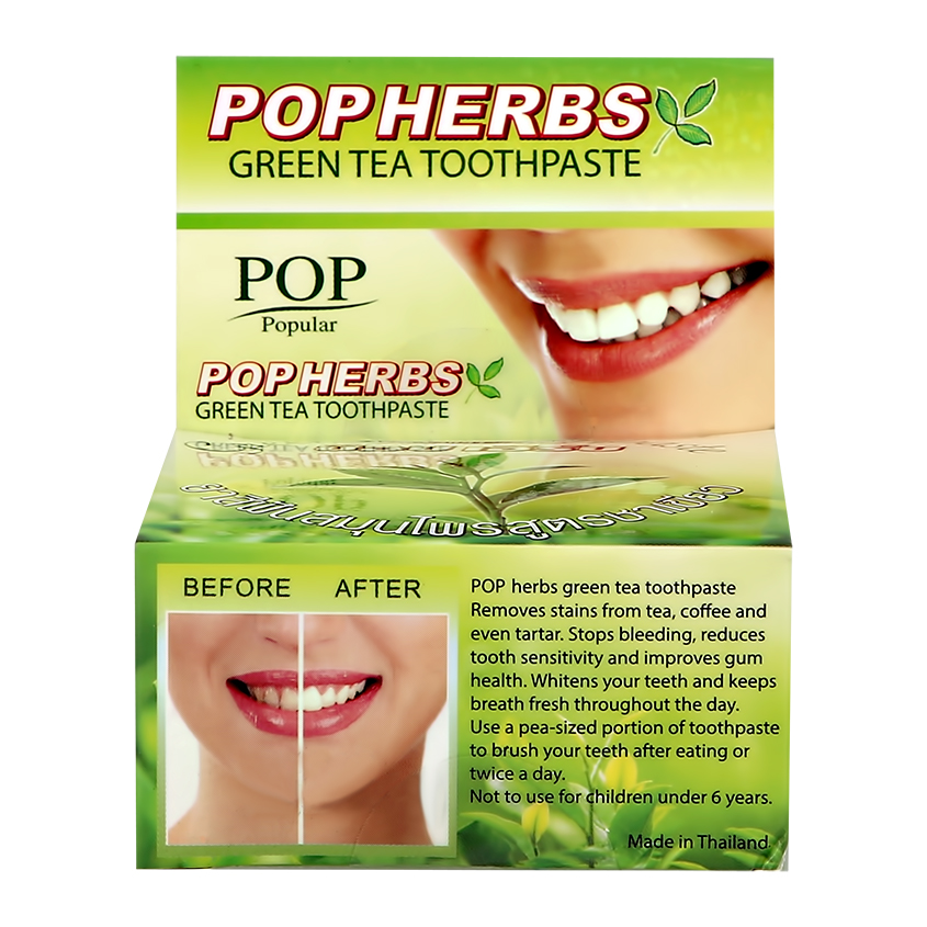 Паста зубная `POP HERBS` травяная с зеленым чаем 25 г