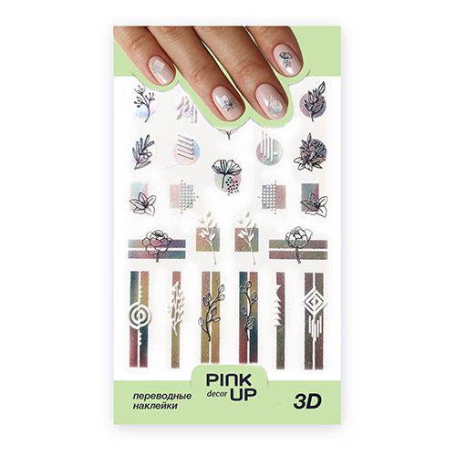 

Наклейки для ногтей PINK UP DECOR 3D переводные тон 692