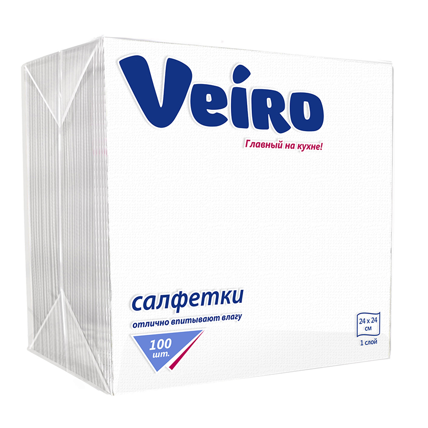 Салфетки бумажные `VEIRO` однослойные 100 шт