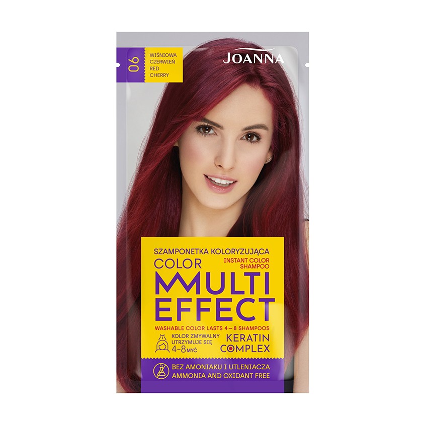 JOANNA Оттеночный шампунь для волос JOANNA MULTI EFFECT COLOR тон 06 Красная вишня 35 г