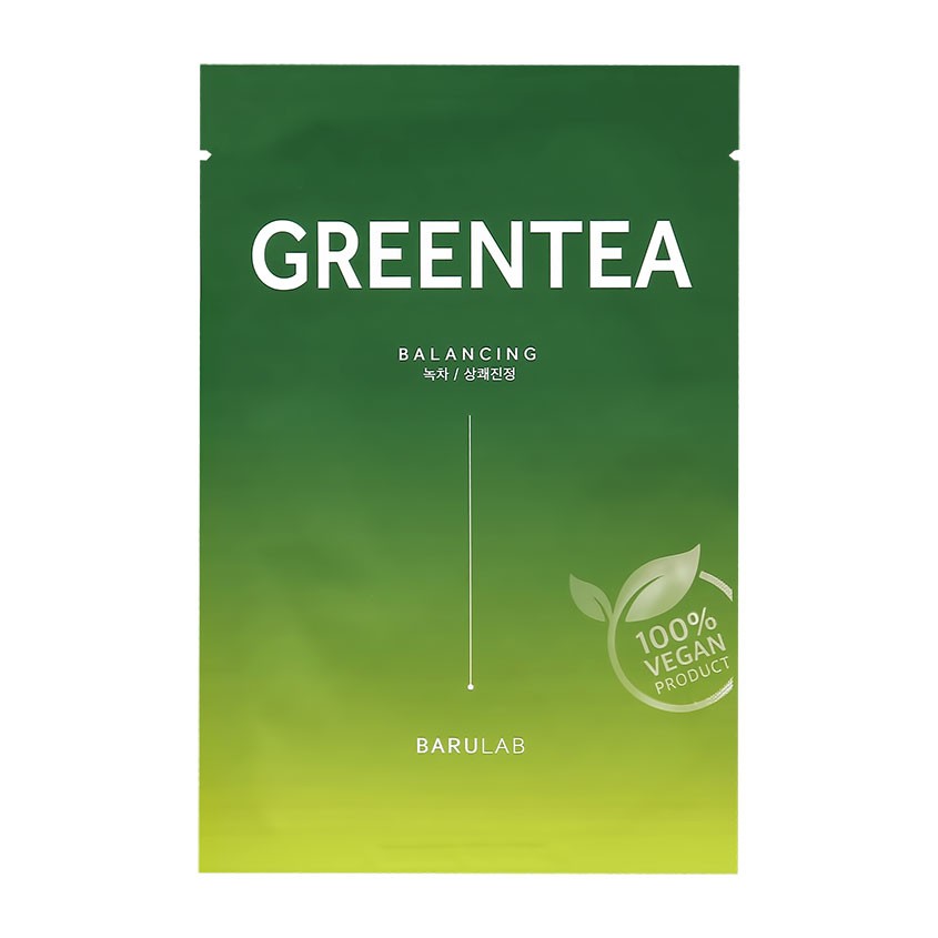 Маска для лица `BARULAB` с экстрактом зеленого чая (тонизирующая и увлажняющая) 23 г