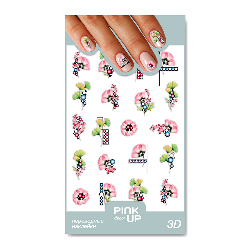

Наклейки для ногтей PINK UP DECOR 3D переводные тон 59