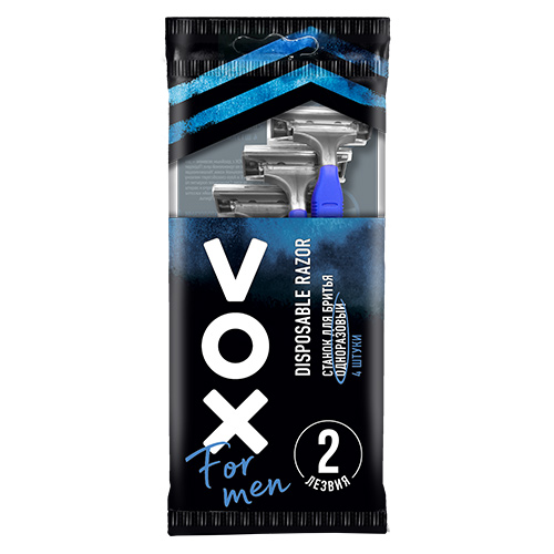Станок для бритья одноразовый `VOX` FOR MEN с двойным лезвием 4 шт