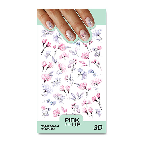 

Наклейки для ногтей PINK UP DECOR 3D переводные тон 864