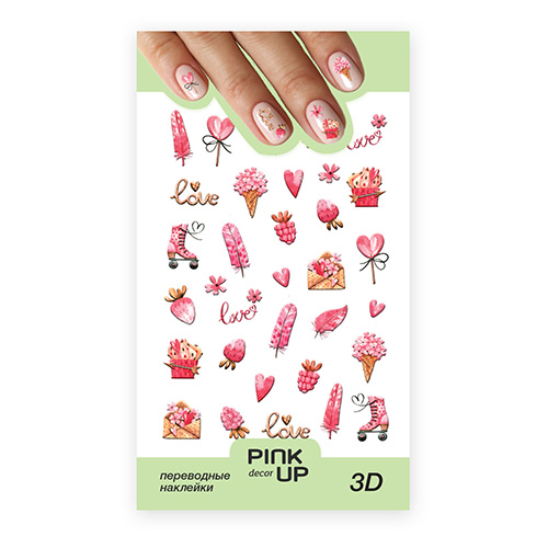 

Наклейки для ногтей PINK UP DECOR 3D переводные тон 761