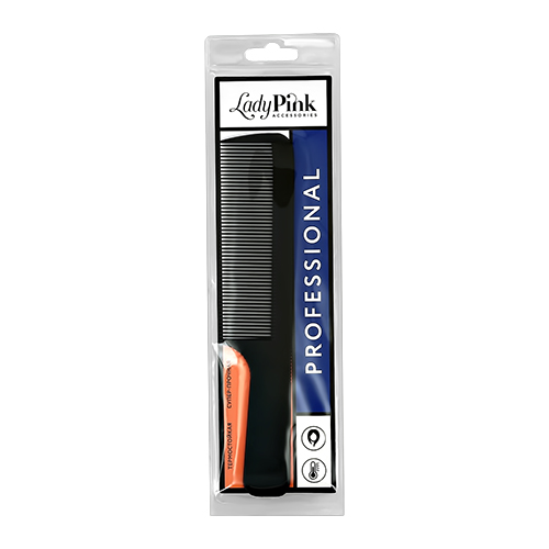 Расческа-гребень для волос `LADY PINK` `BASIC` PROFESSIONAL карбоновая с ручкой 21 см