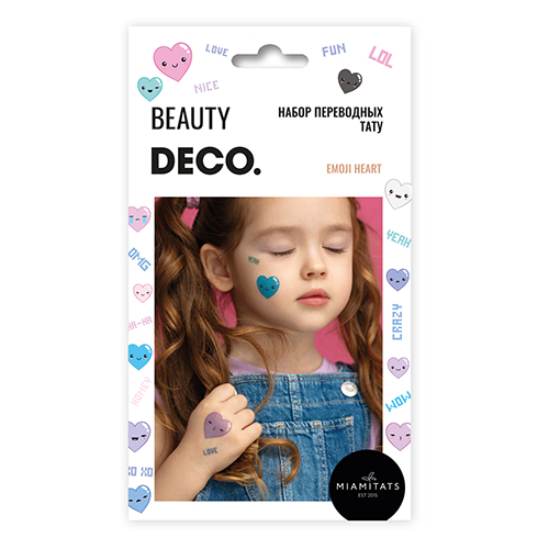 

Набор татуировок для тел DECO. CARTOON by Miami tattoos переводная Emoji heart