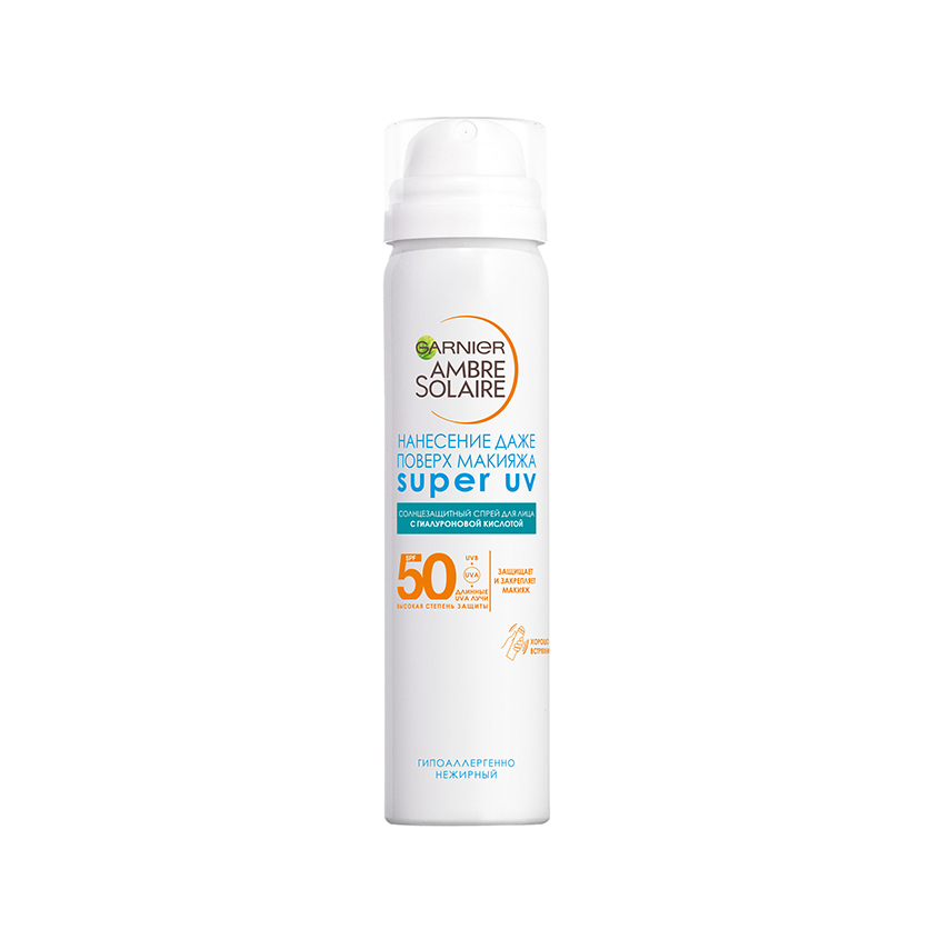 Спрей для лица `GARNIER` `AMBRE SOLAIRE` СУПЕР UV солнцезащитный с гиалуроновой кислотой SPF 50 75 мл