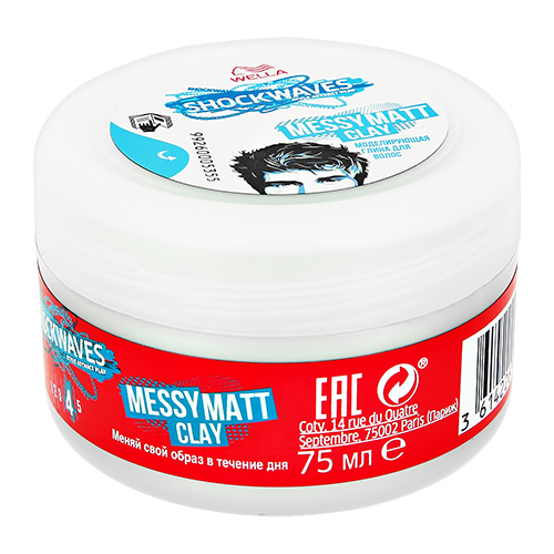 

Моделирующая глина для волос WELLA SHOCKWAVES Messy matt clay 75 мл