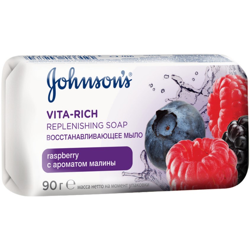 Мыло твердое JOHNSONS VITA-RICH восстанавливающее с экстрактом малины и лесных ягод 90 г