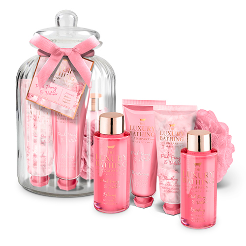 

Набор подарочный женский THE LUXURY BATHING BY GRACE COLE PINK PEONY & VETIVER пена для ванны 100 мл, крем для тела 50 мл, гель для душа 100 мл, крем для рук и ногтей 50 мл, мочалка