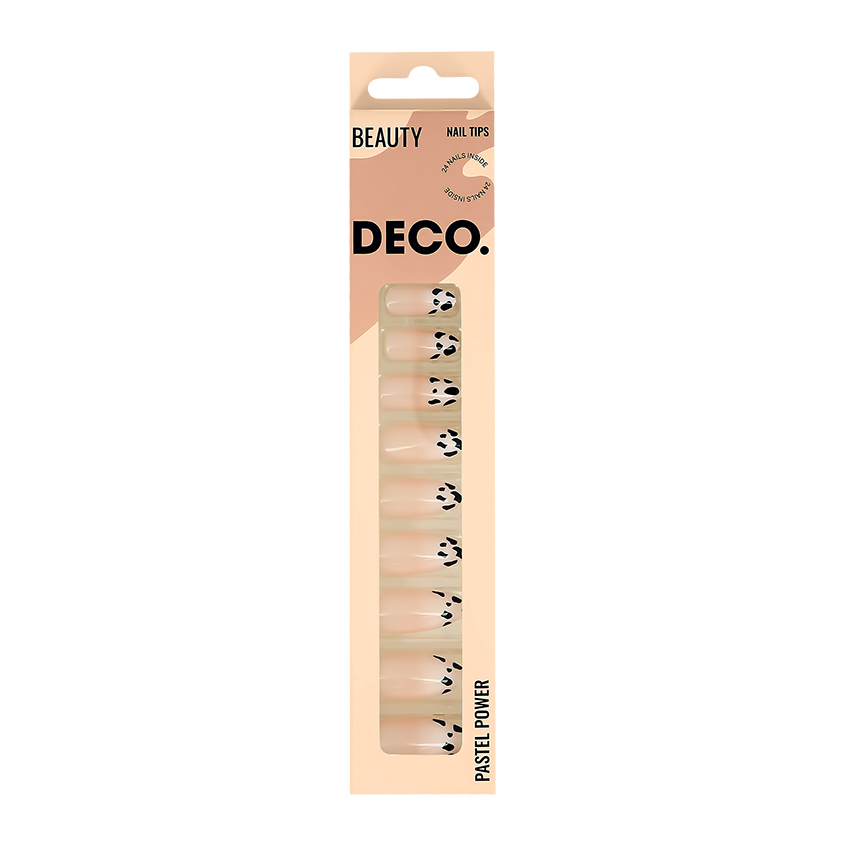 DECO. Набор накладных ногтей DECO. PASTEL POWER black french 24 шт + клеевые стикеры 24 шт