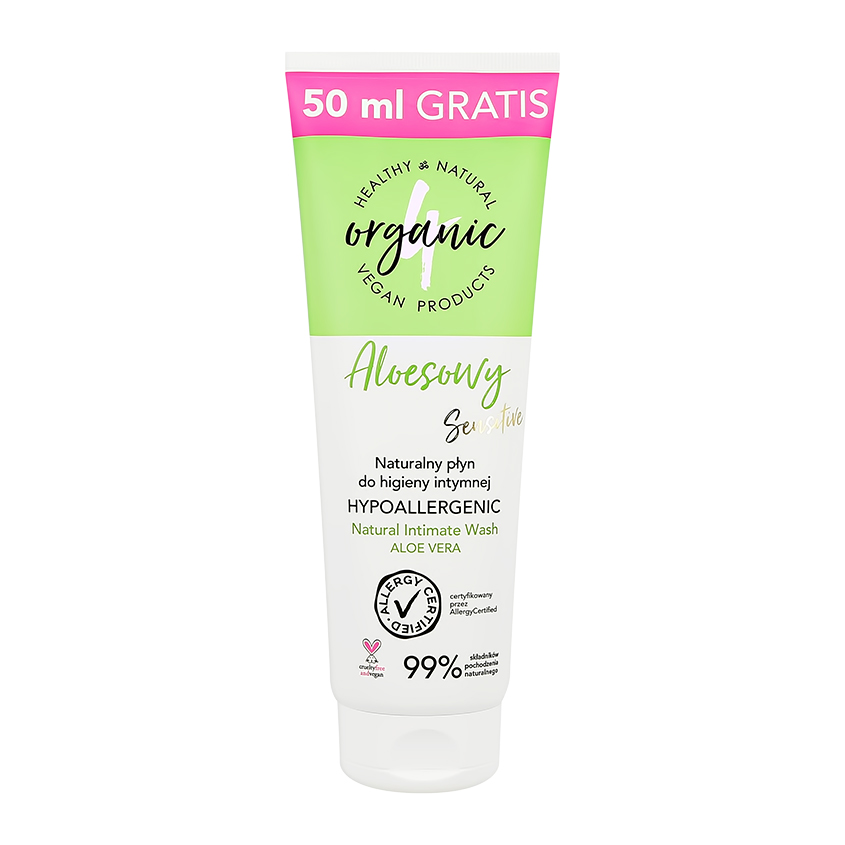 Гель для интимной гигиены гипоаллергенный 4ORGANIC Aloe sensitive 250 мл 4organic гель для интимной гигиены гипоаллергенный 4organic probiotic sensitive 250 мл