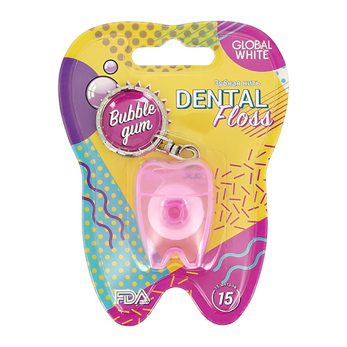 

Нить зубная GLOBAL WHITE Bubble gum 15 м