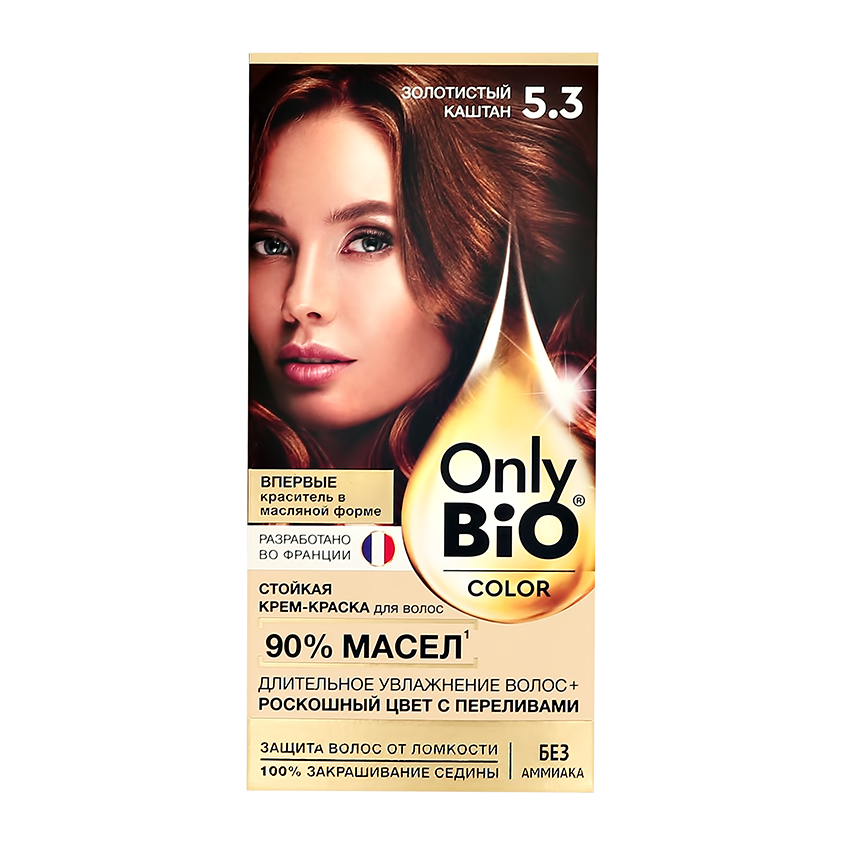 ONLY BIO COLOR Крем-краска для волос ONLY BIO COLOR Тон 5.3 Золотистый каштан 115 мл фотографии