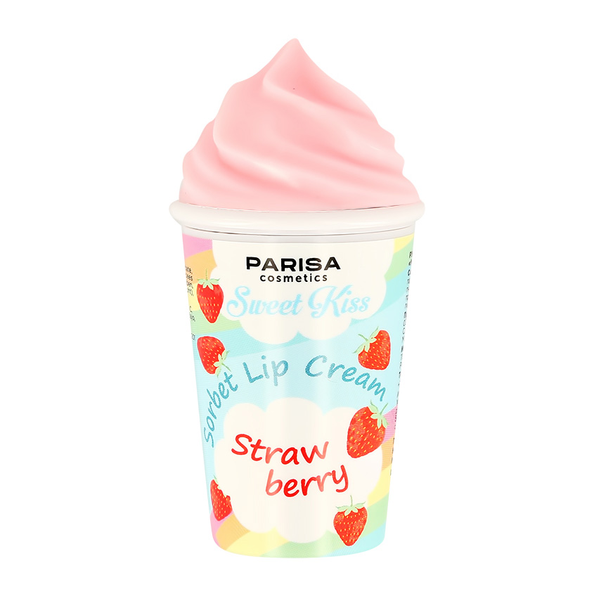 Бальзам для губ PARISA SWEET KISS SORBET LIP CREAM тон 02 клубника parisa бальзам для губ parisa sweet kiss sorbet lip cream тон 06 карамель