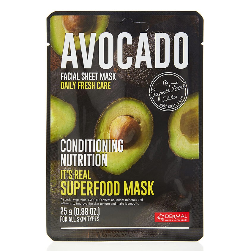 DERMAL Маска для лица DERMAL SUPERFOOD с экстрактом авокадо 25 г dermal маска superfood с экстрактом голубики 25 г