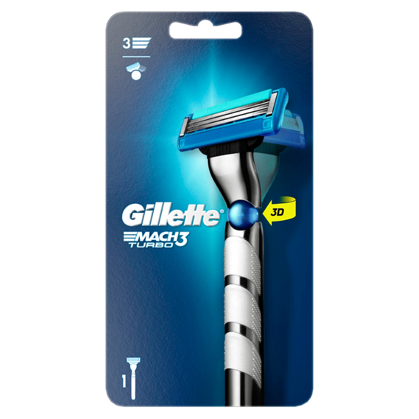 GILLETTE Станок для бритья GILLETTE MACH3 TURBO с 1 сменной кассетой gillette mach3 turbo 3d razor