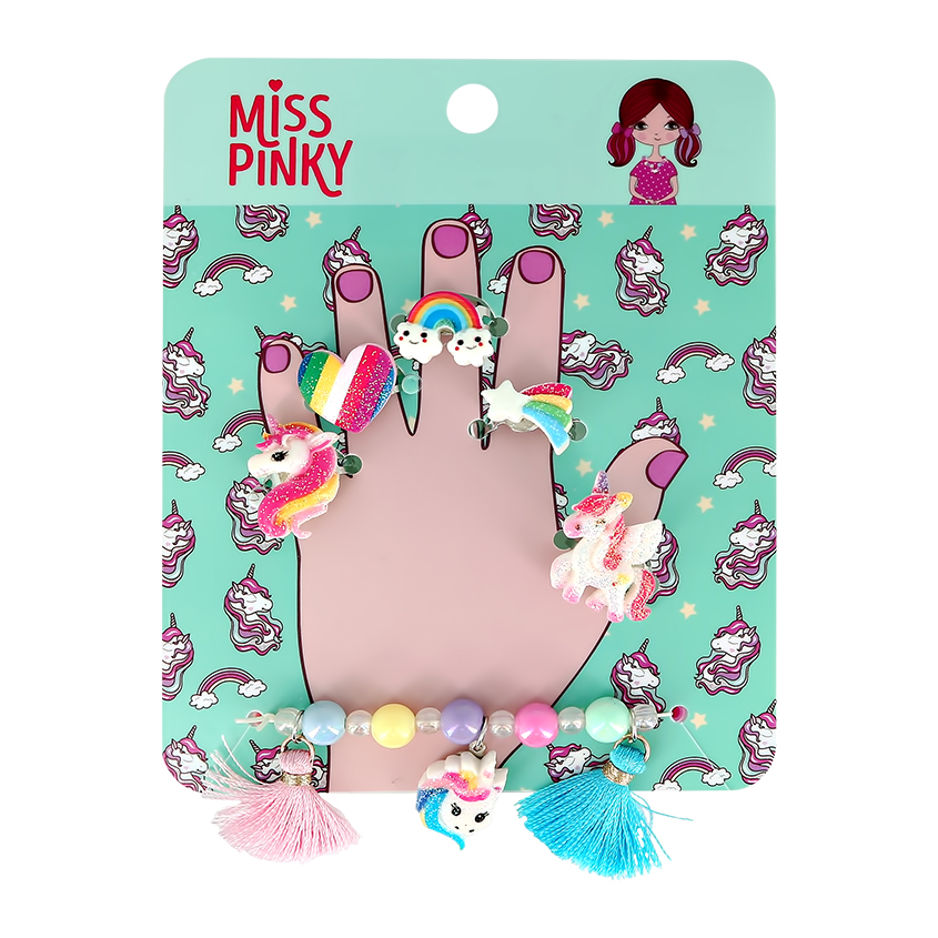 Набор бижутерии MISS PINKY браслет, кольцо 4 шт - фото 1