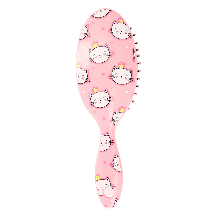 Расческа для волос `MISS PINKY` с принтом кошечки, розовая