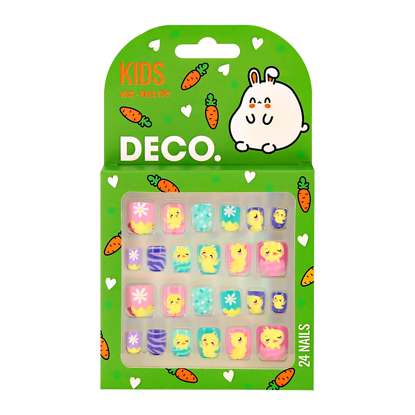 Набор детских накладных ногтей DECO. KIDS самоклеящиеся chick 24 шт