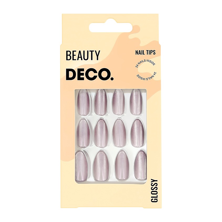 DECO. Набор накладных ногтей с клеевыми стикерами DECO. GLOSSY violet 24 шт + клеевые стикеры 24 шт набор для монтажа накладных моек ukinox кнмб 4 шт кнмб