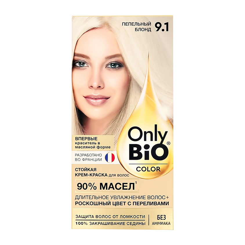 Крем-краска для волос `ONLY BIO COLOR` Тон 9.1 Пепельный блонд 115 мл