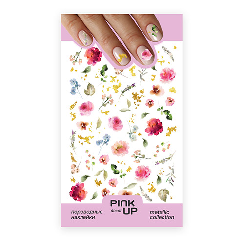 Наклейки для ногтей PINK UP DECOR METALLIС переводные тон 800