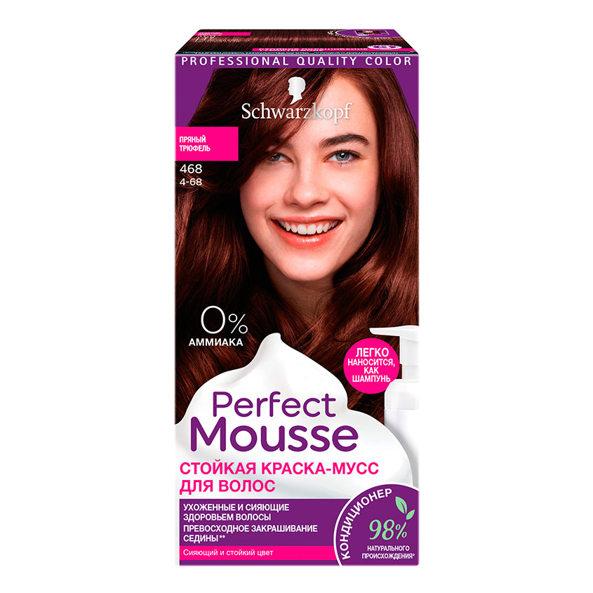 

Краска-мусс для волос PERFECT MOUSSE тон 468 Пряный трюфель