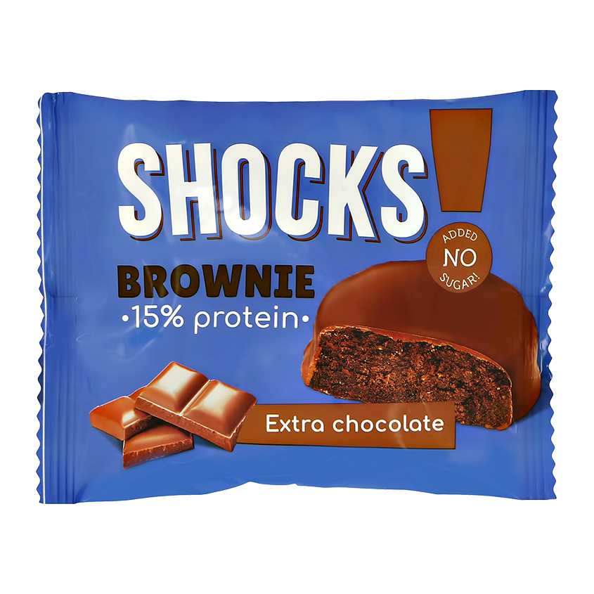 Печенье глазированное SHOCKS! Брауни Шоколадный 50 г сладкий топпинг bombbar без сахара молочно шоколадный пудинг 3 пакетика по 240 грамм