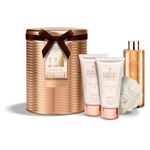 

Набор подарочный женский THE LUXURY BATHING BY GRACE COLE WARM VANILLA & FIG пена для ванны 250 мл, гель для душа 150 мл, крем для тела 150 мл, мочалка