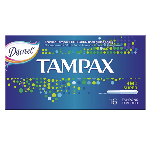 

Тампоны с аппликатором TAMPAX Super 16 шт