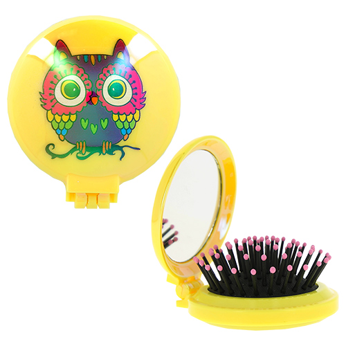 

Расческа для волос LADY PINK OWL с зеркалом желтая