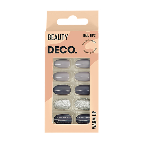 

Набор накладных ногтей DECO. WARM UP greyish 24 шт + клеевые стикеры 24 шт