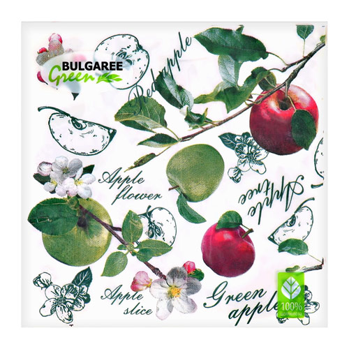Салфетки бумажные `BULGAREE GREEN` трехслойные Гербарий 20 шт