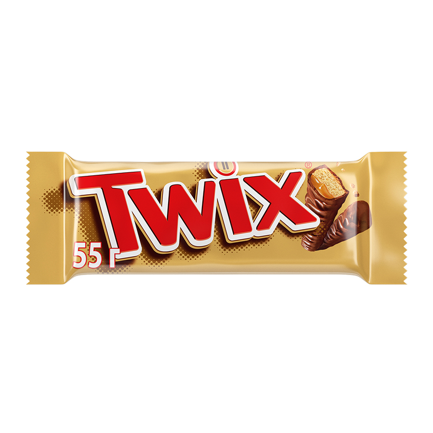 Шоколадный батончик TWIX 55 г батончик шоколадный twix с карамелью 55 г
