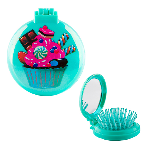 Расческа с зеркалом `MISS PINKY` BRIGHT Cake зеленая