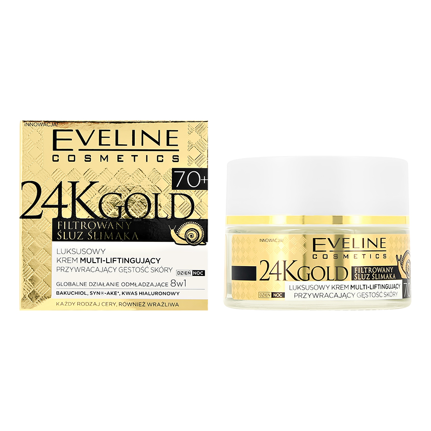 EVELINE Крем-лифтинг для лица EVELINE 24K GOLD регенерирующий 70+ против морщин 50 мл