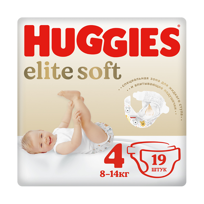 HUGGIES Подгузники HUGGIES ELITE SOFT 8-14 кг 19 шт подгузники huggies elite soft 4 8 14 кг 33 шт