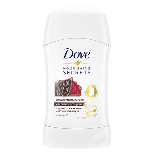 

Део-стик жен. DOVE NOURISHING SECRETS с ароматом какао и цветка гибискуса антиперспирант 40 мл